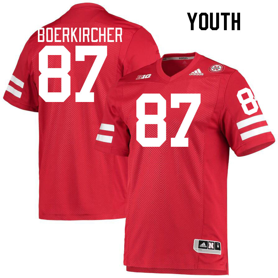 Youth #87 Nate Boerkircher Nebraska Cornhuskers College Football Jerseys Stitched Sale-Red